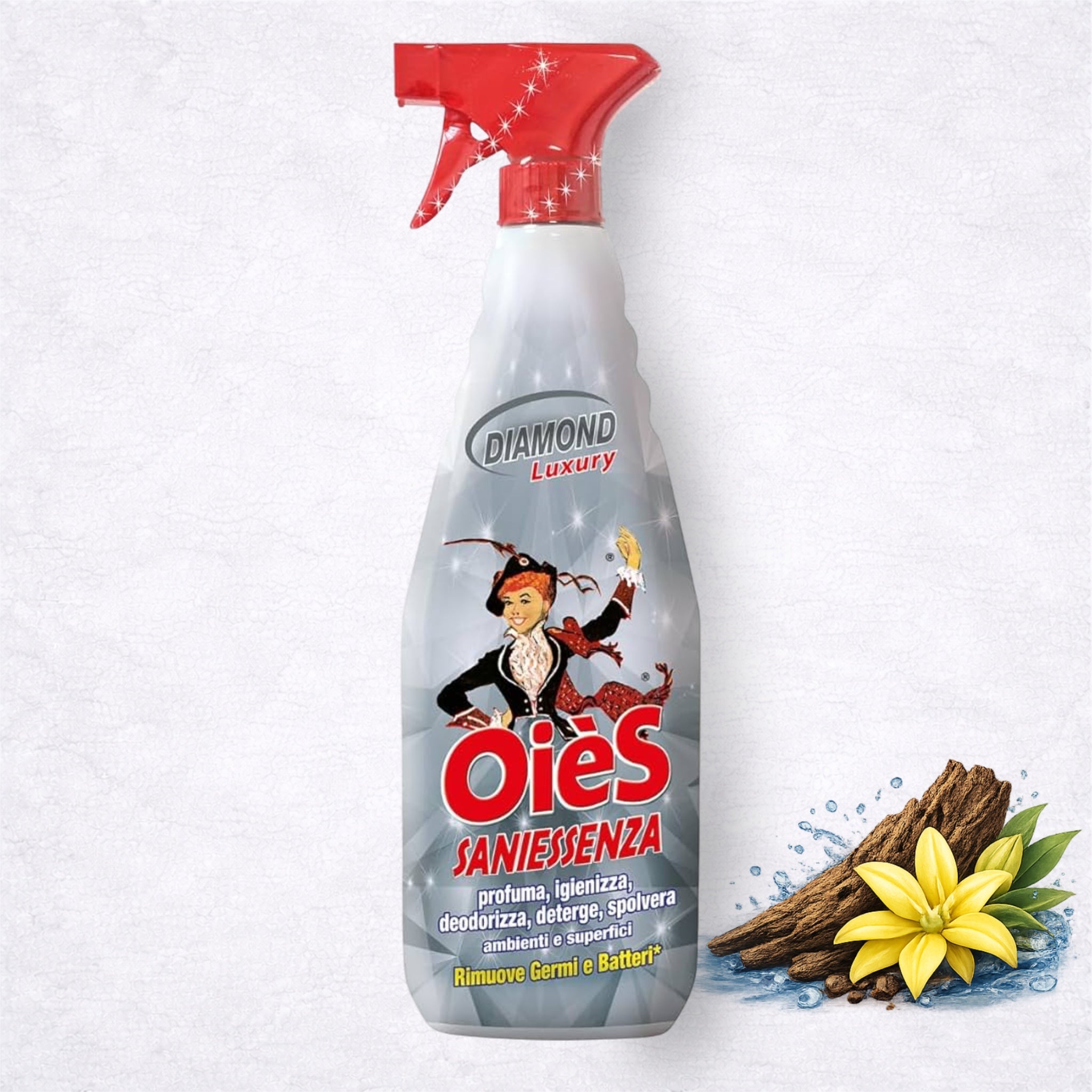 OièS SaniEssenza Diamond Luxury - Nettoyant & Désodorisant Multi - Usage Parfumé - Persano Solutions