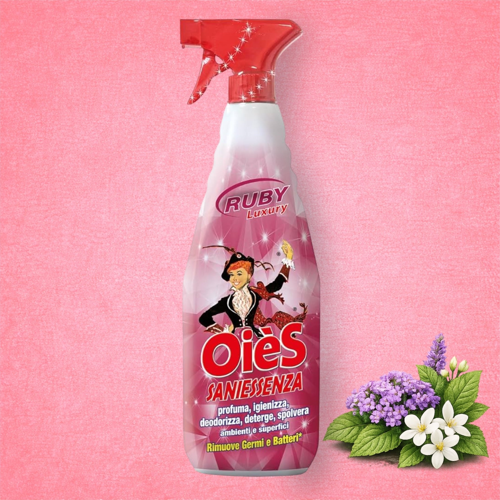 OièS SaniEssenza Ruby Luxury - Nettoyant & Désodorisant Multi - Usage Parfumé Suisse - Persano Solutions