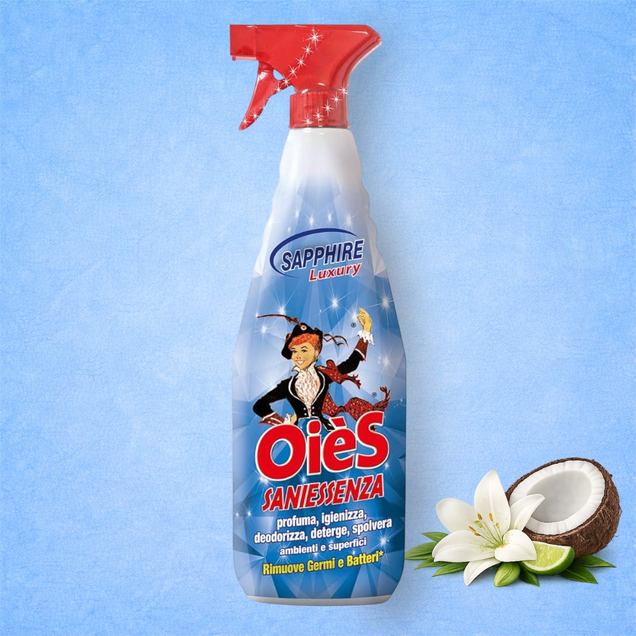 OièS SaniEssenza Sapphire Luxury - Nettoyant & Désodorisant Multi - Usage Parfumé - Persano Solutions